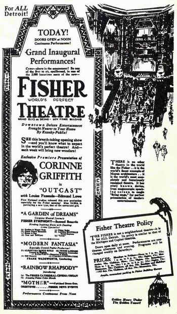 Fisher Theatre - Old Ad From John Lauter (newer photo)